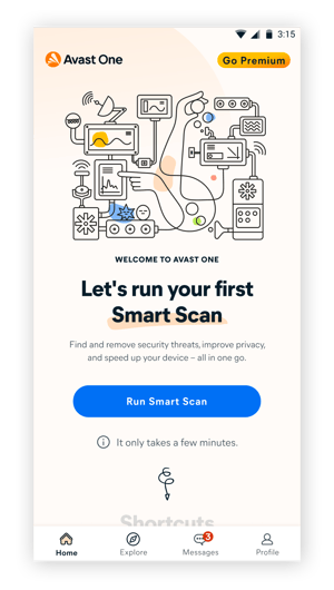 Running a Smart Scan in Avast One for Android
