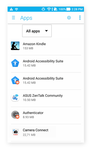 Anzeigen aller heruntergeladenen Apps unter Android 7.0