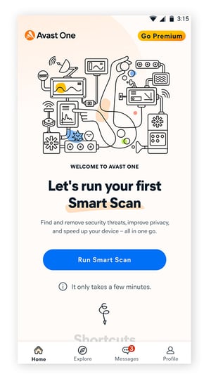 Running a Smart Scan in Avast One for Android