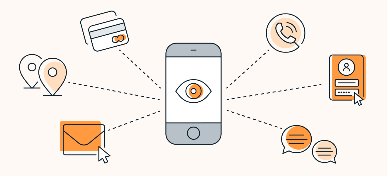 O spyware pode gravar tudo o que o usuário faz no smartphone, inclusive localização, senhas, e-mails, mensagens de texto e chamadas.