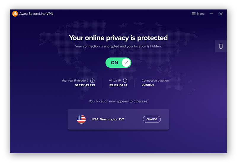 O Avast SecureLine VPN criptografa sua conexão de internet para garantir sua segurança online.