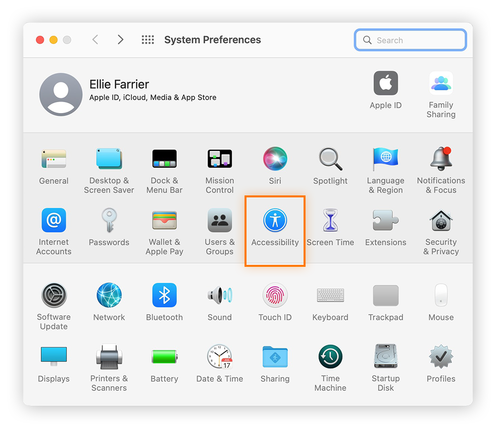 Reduzca los efectos visuales que ralentizan su Mac abriendo Preferencias del Sistema > Accesibilidad > Pantalla.