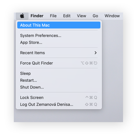 Clique no logotipo da Apple e selecione “Sobre este Mac”.
