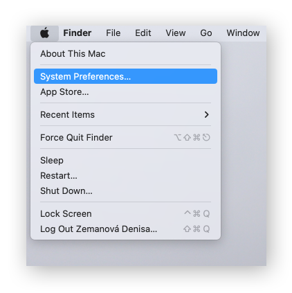 Selecione Preferências do Sistema no menu principal do Mac.