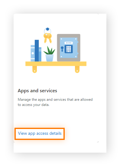 Highlighting the "View app access details" option in Apps and services in the Microsoft Outlook Privacy dashboard