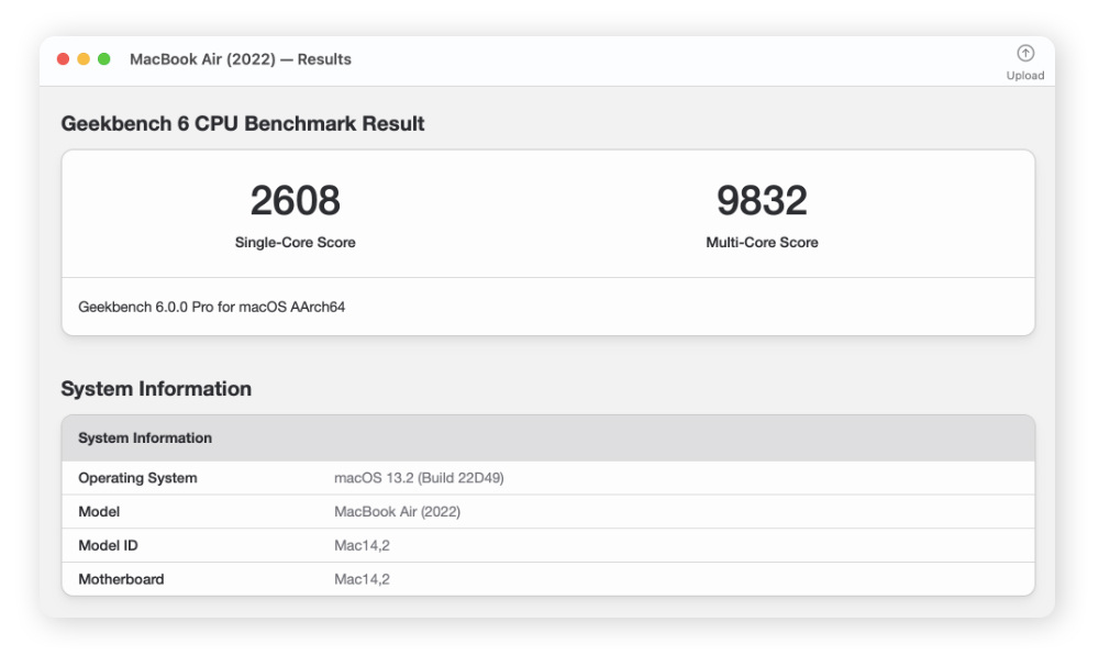 Using Geekbench as the Mac performance tester.