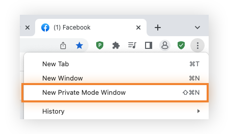 Ouverture d’une fenêtre en mode privé dans Avast Secure Browser.