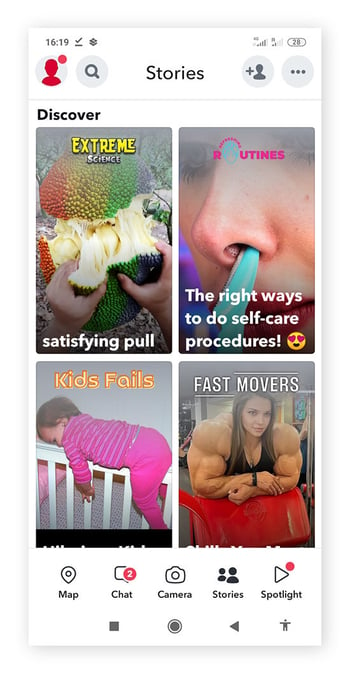 Snapchat's Discover screen