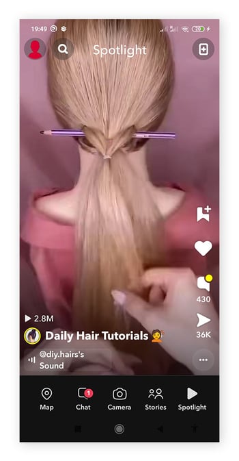 Une vidéo dans le Spotlight de Snapchat