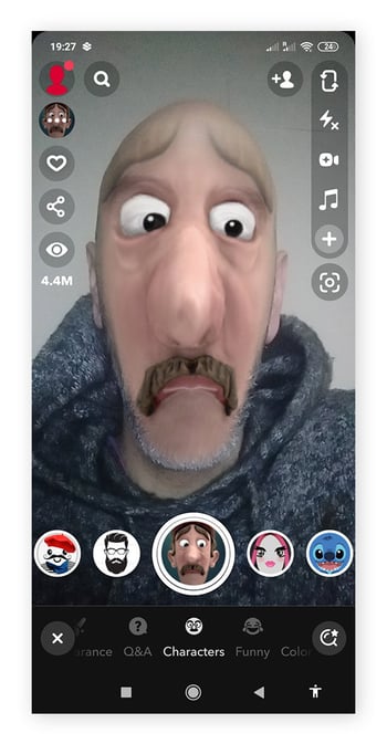 An activated Snapchat filter