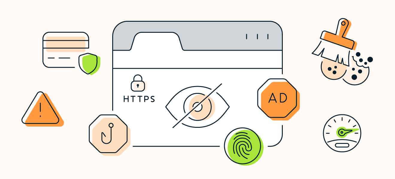 Secure browsers include built-in privacy and security features.