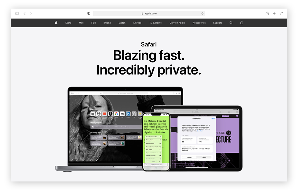 Die Homepage von Safari.