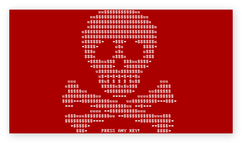 Captura de tela de um ataque de ransomware Petya.