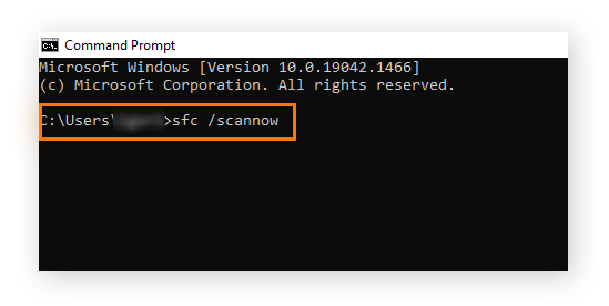 Typing "sfc /scannow" in Command Prompt.