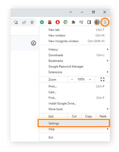 Opening Chrome and navigating to Settings.