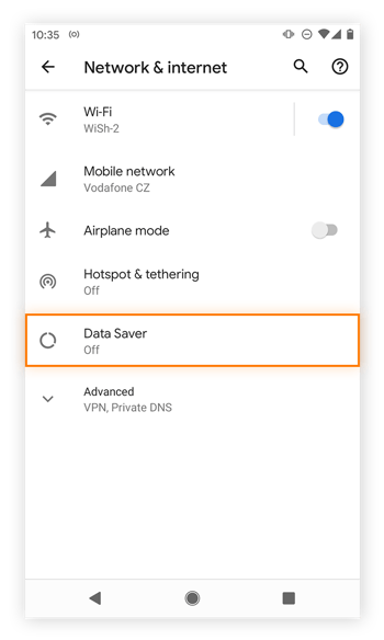 Vaya a Ajustes, Redes e Internet y, a continuación, toque Ahorro de datos para desactivar los datos en segundo plano en Android.