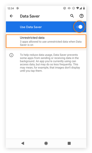 Help reduce data usage on Android devices with Data Saver mode.