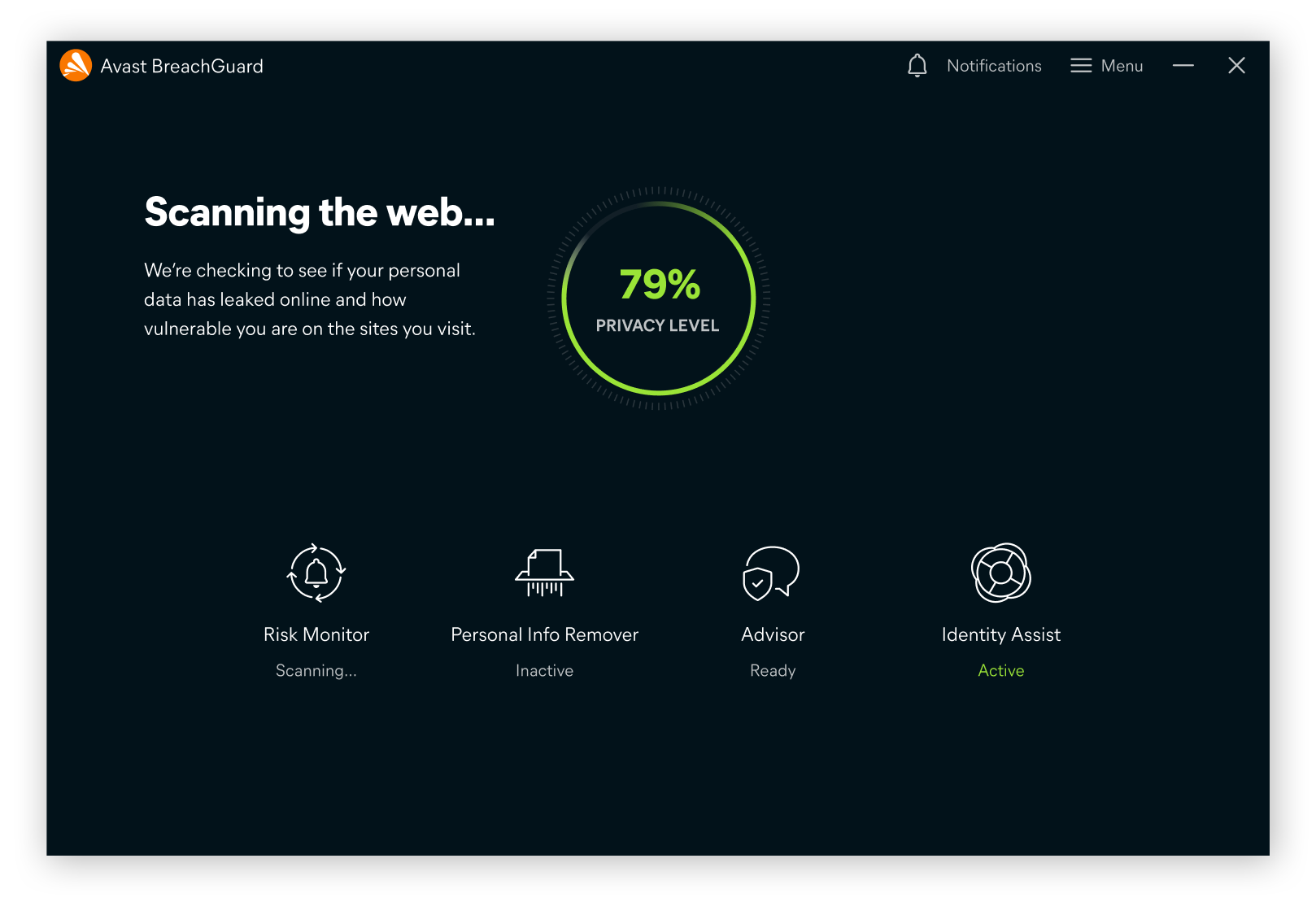  Avast BreachGuard will scan the web to see if your personal data has been exposed.