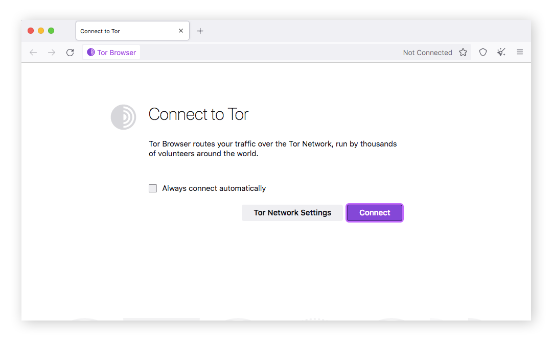 Navegador Tor conectando-se à rede