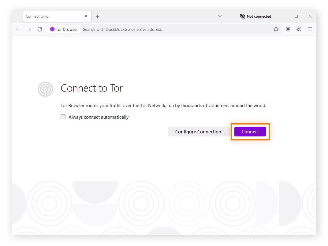  Página de inicio de Tor en Windows