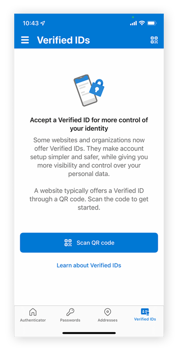Scanning a QR code to link Google Authenticator to an account Verified ID.