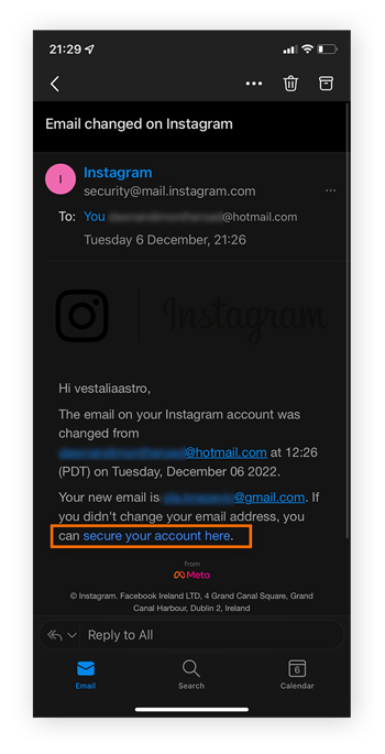Han hackeado la cuenta de Instagram y han cambiado el correo electrónico