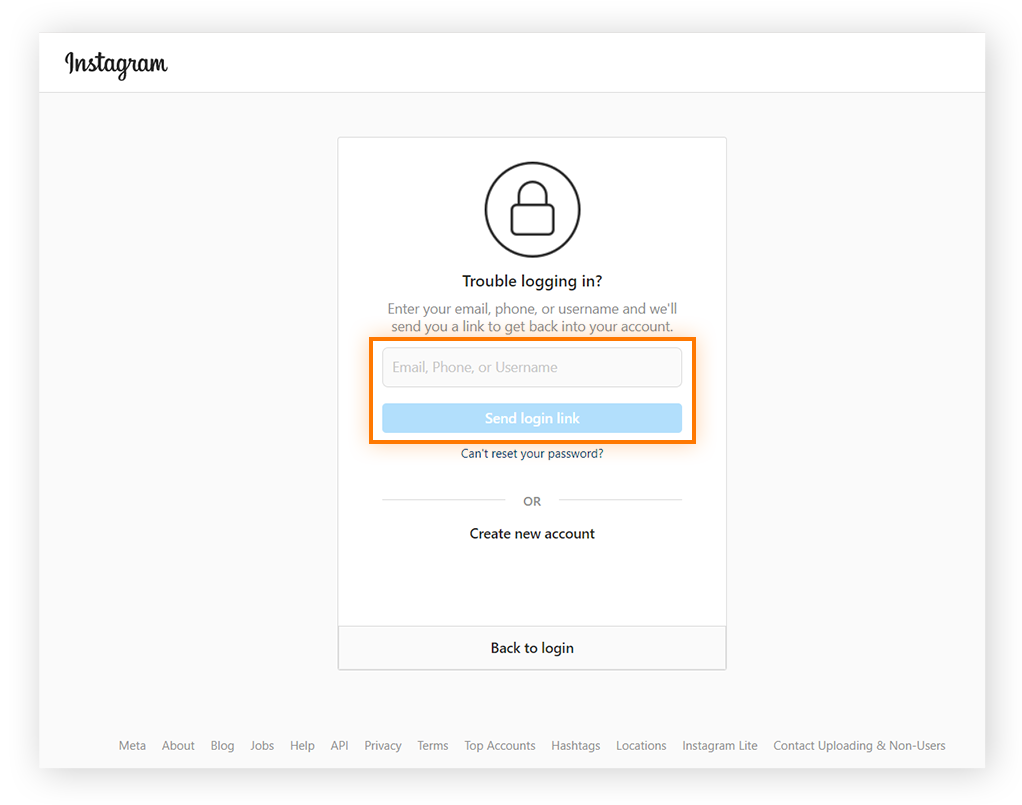 How to login into an Instagram account using forgot password.