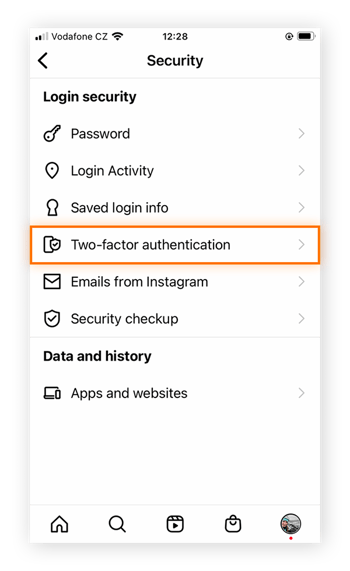 Use two-factor authentication to help protect your Instagram account against hacking.