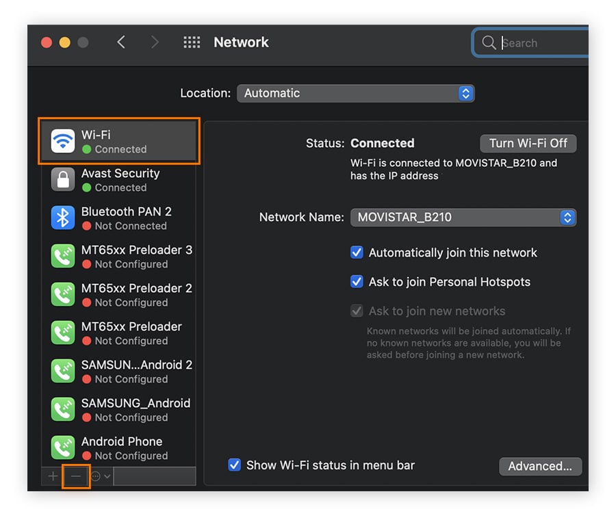  Réinitialisation de vos réglages réseau sur Mac en veillant à ce que votre réseau Wi-Fi soit sélectionné dans les Préférences système.