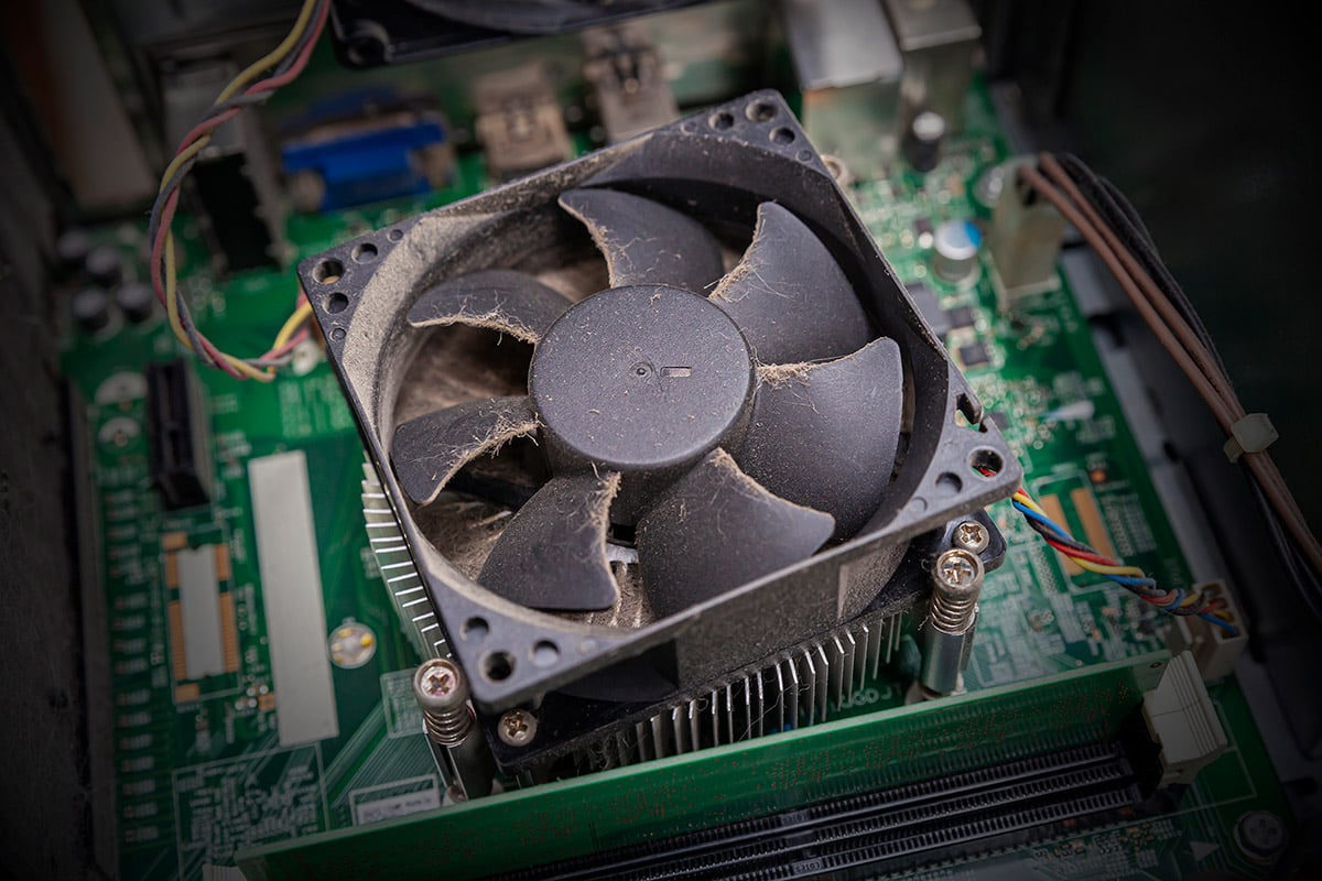 With repeated use dust can quickly build up on the computer's fans.