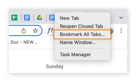 Puede guardar todas las pestañas abiertas haciendo clic con el botón derecho del ratón junto al icono + de la cinta del navegador, o pulsando Ctrl+Mayúsculas+D.
