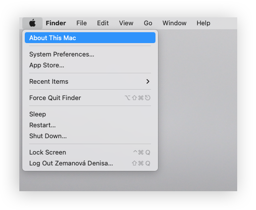 Recherche de la page À propos de ce Mac sur macOS