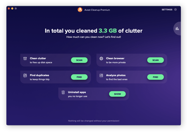 Avast Cleanup's User Interface.