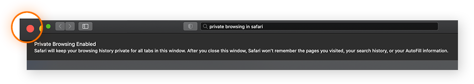 Fermeture d’une fenêtre de navigation privée dans Safari pour macOS
