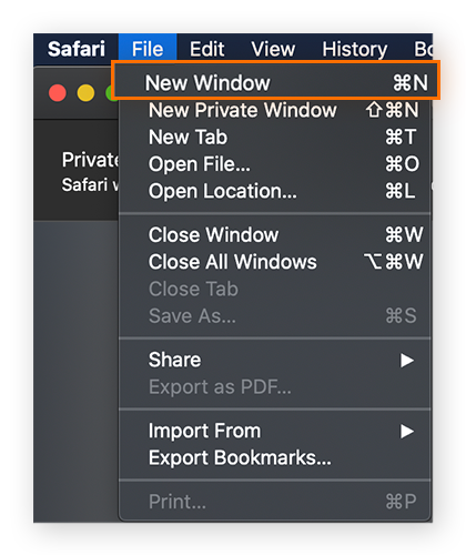 Abrir una nueva ventana de navegación en Safari para macOS