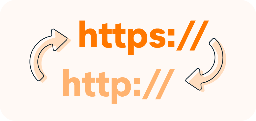 A graphic illustration of switching between HTTPS and HTTP.