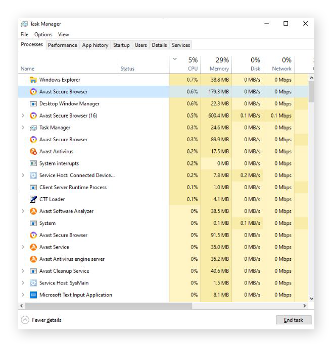 Uso del Administrador de Tareas de Windows para encontrar y cerrar los procesos intensivos de la CPU y gestionar el sobrecalentamiento del ordenador.