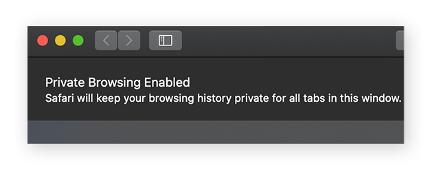 Una ventana de navegación privada en Safari para macOS