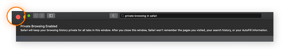 Cerrar una ventana de navegación privada en Safari para macOS